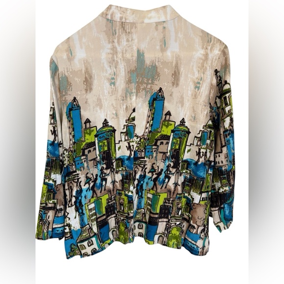 Christopher & Banks Beige Artistic Patterned Top Size Large - Picture 6 of 8